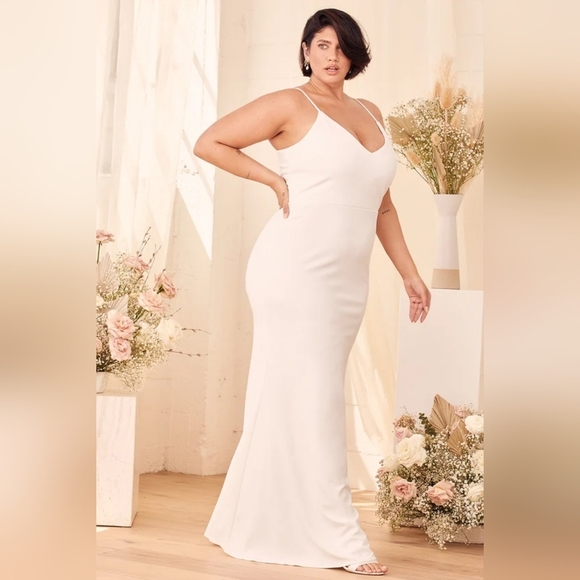 Lulus Infinite Glory White Maxi Dress xl new without tags nwot spaghetti straps - Picture 2 of 15